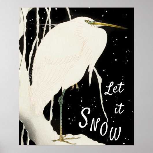 Let it Snow - Snowy Heron -ヴィンテージアート – 20 - ポスター (正面)