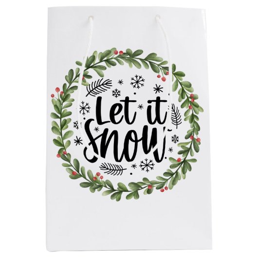 Let it Snow Water colorリース ミディアムペーパーバッグ (正面)