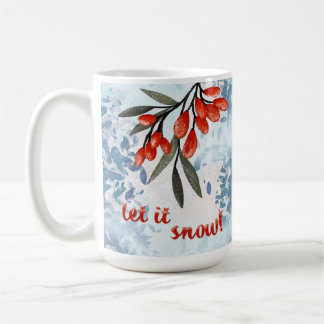 Let It Snowberries - 幻想的な冬のカード コーヒーマグカップ