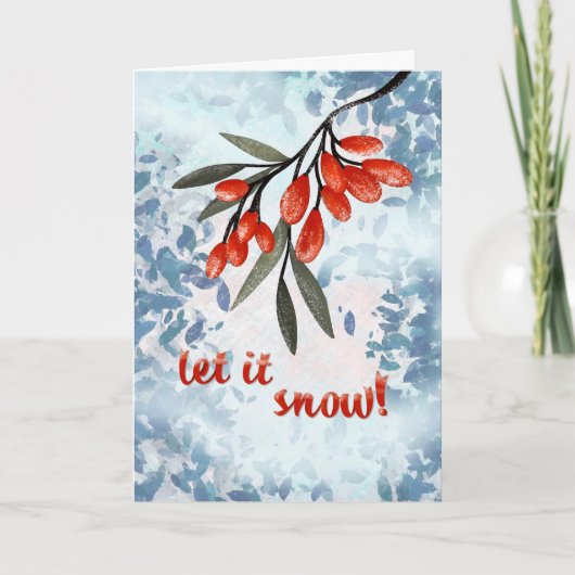 Let It Snowberries – Whimsical Winter Card カード (正面)