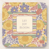 Let Joy Bloom コースターセット – テキスト編集可能 コースター (正面)