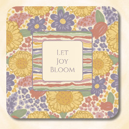 Let Joy Bloom Coaster Set – Editable Text コースター
