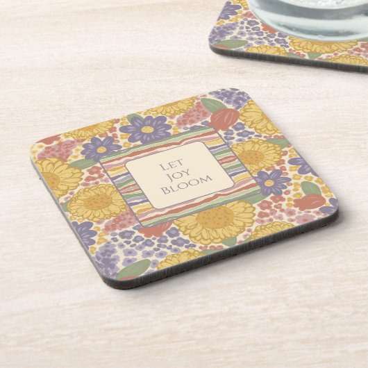 Let Joy Bloom Coaster Set – Editable Text コースター (左側)