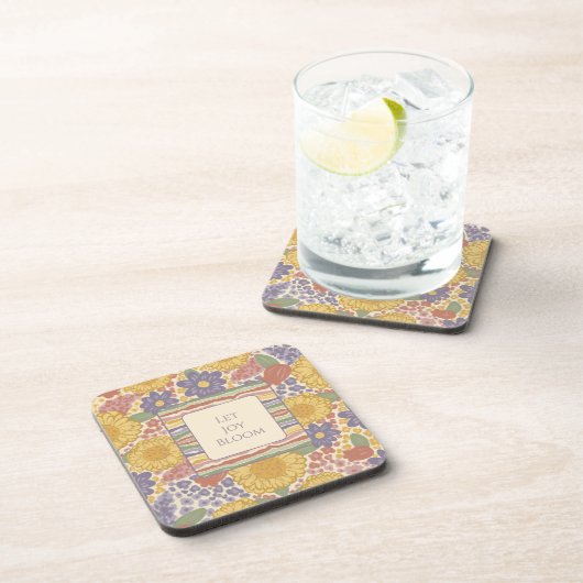 Let Joy Bloom Coaster Set – Editable Text コースター (右側)