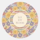 Let Joy Bloom – Floral Inspirational Sticker Sheet ラウンドシール (正面)