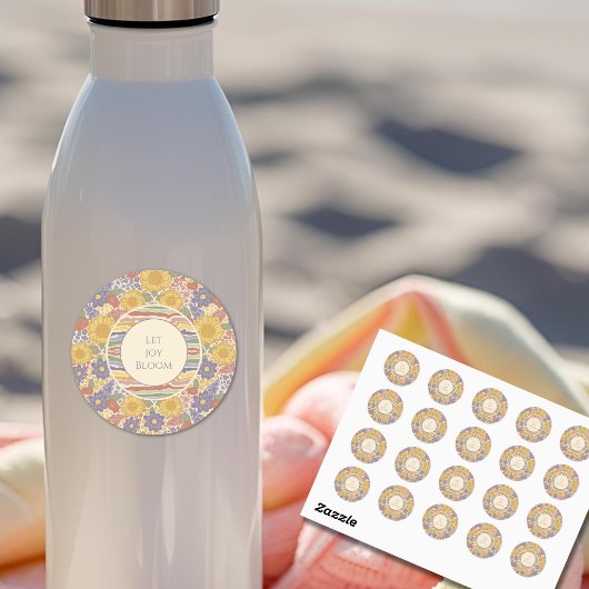 Let Joy Bloom – Floral Inspirational Sticker Sheet ラウンドシール