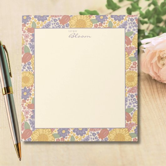 Let Joy Bloom –Floral Notepad with Joyful Message  ノートパッド