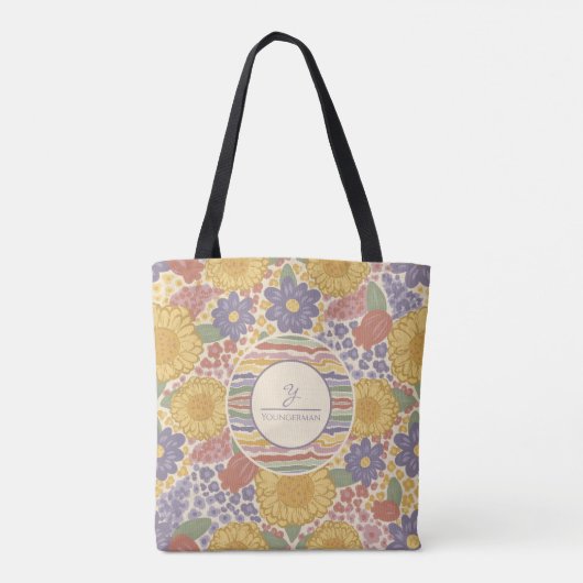 Let Joy Bloom – Personalized Floral Tote Bag トートバッグ (裏面)