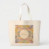 Let Joy Bloom – Personalized Floral Tote Bag ラージトートバッグ (正面)