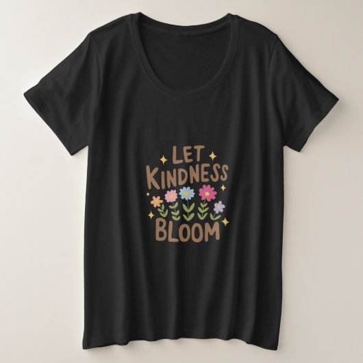 Let Kinderness開花 プラスサイズTシャツ (デザイン正面)