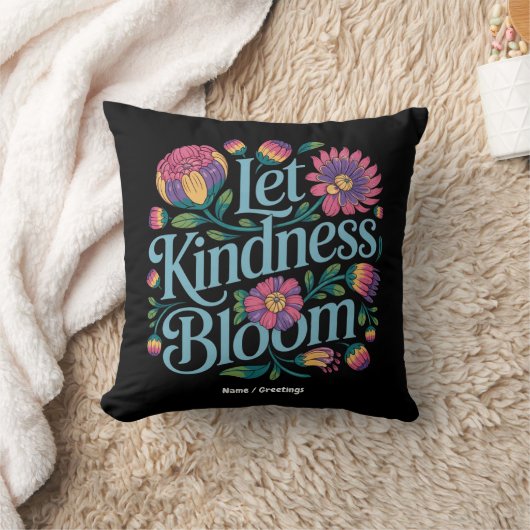Let Kindness Bloom Be Kind Rainbow Flowers Inspire クッション (ブランケット)