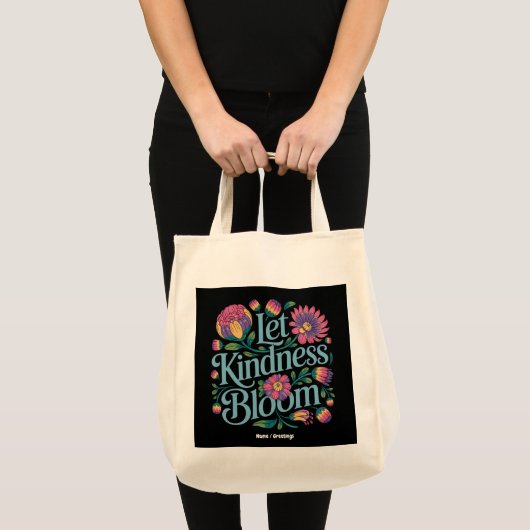 Let Kindness Bloom Be Kind Rainbow Flowers Inspire トートバッグ (正面(商品))