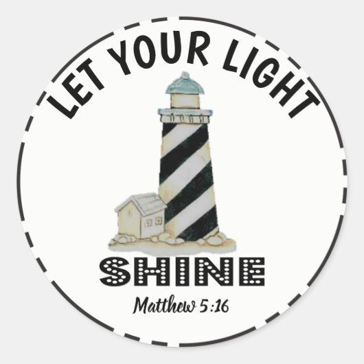 Let Light Shine Light House Matthew 5:16 ラウンドシール (正面)