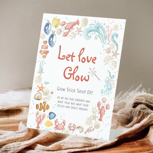 Let Love Growペデスタルサイン 海辺のブライダルシャワー 台座サイン