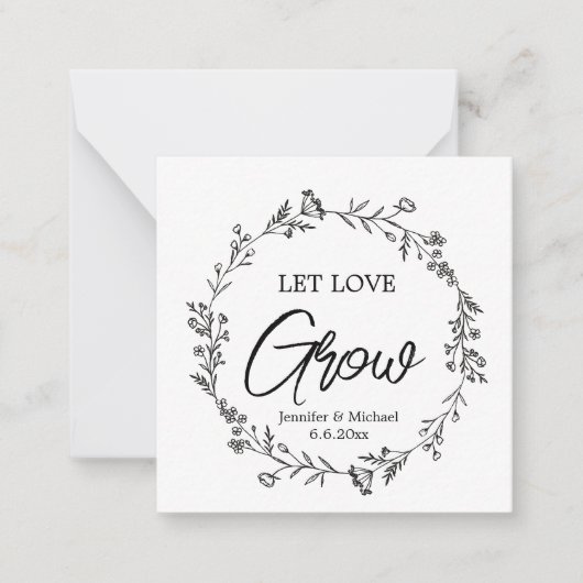 let love grow ,botanical wedding plant favor ノートカード (正面)