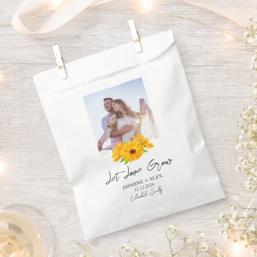 Let Love Grow l Calendula Seeds Photo Wedding  フェイバーバッグ (クリップ留めされた状態)
