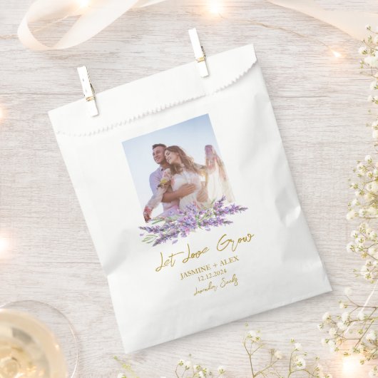 Let Love Grow l Lavender Seeds Photo Wedding  フェイバーバッグ (クリップ留めされた状態)