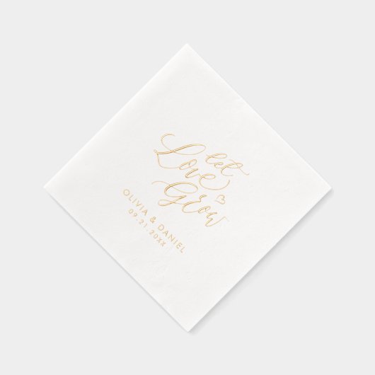 "Let love grow" modern calligraphy wedding 箔ナプキン (右)