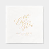 "Let love grow" modern calligraphy wedding 箔ナプキン (正面)