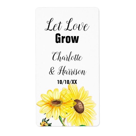 Let Love Grow Sunflower Seeds結婚式の引き出物ラベル ラベル (正面)