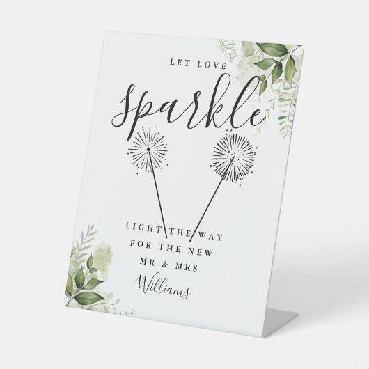 Let Love Sparkleフローラの緑結婚の 台座サイン (正面)