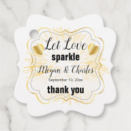 Let Love Sparkle金ゴールドハート引用文結婚写真 フェイバータグ