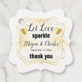 Let Love Sparkle金ゴールドハート引用文結婚写真 フェイバータグ (正面)
