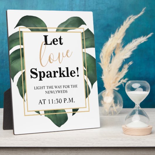 Let Love Sparkle Leaf's 結婚 sign Tabletop フォトプラーク (側面)