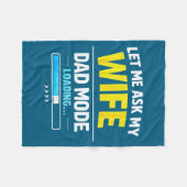 Let Me Ask My Wife Funny Retro Dad Father Husband  フリースブランケット (正面(横))