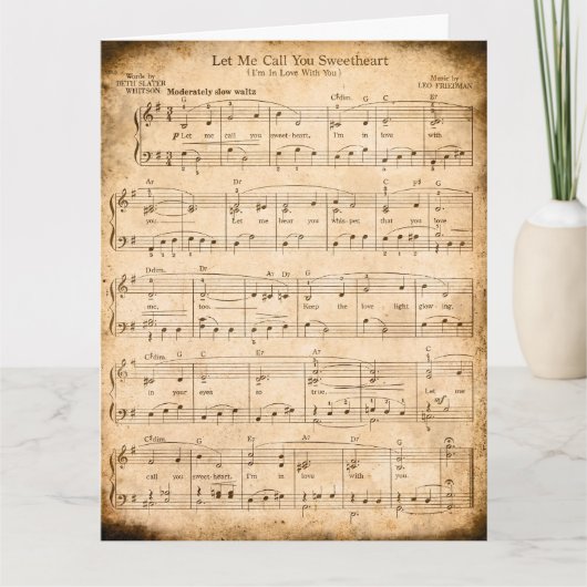Let Me Call You Sweetheart Sheet Music Valentine   カード (正面)