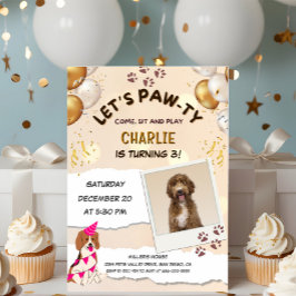 Let Pawty Puppy Dog Birthday Party Photo 招待状