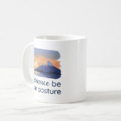 Let Peace Be Your Posture 山の日の入り  コーヒーマグカップ (正面左)