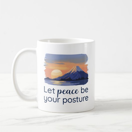 Let Peace Be Your Posture Mountain Sunset コーヒーマグカップ (左)