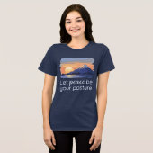 Let Peace Be Your Posture Serene Sunset Mountain トライブレンドＴシャツ (正面全面)