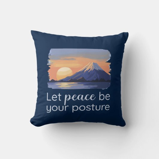 Let Peace Be Your Posture Sunset Mountain Home Dec クッション (正面)