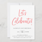 Let Pink  Script祝誕生日 招待状 (正面)