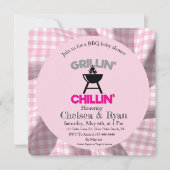 Let’s BBQ Baby Shower Invitation • Gingham Baby-Q  (正面)