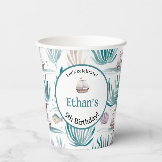 Let’s Celebrate Nautical Birthday Name & Age 紙コップ (裏面)