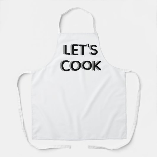  “Let’s Cook” White Apron – Motivational Chef Quot エプロン (正面)