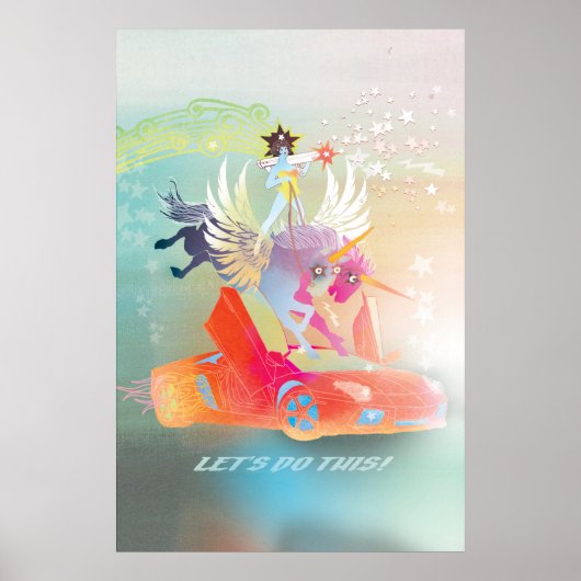 Let’s Do This! Surreal Pegasus Power Art Print ポスター (正面)