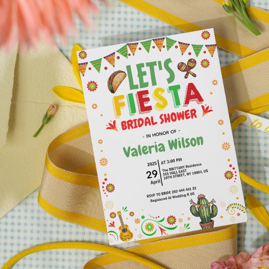 Let’s Fiesta Bridal Shower Colorful Mexican 招待状