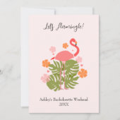 Let’s Flamingle Pink Flamingo Bachelorette Weekend 招待状 (正面)