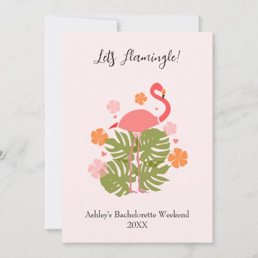Let’s Flamingle Pink Flamingo Bachelorette Weekend 招待状 (正面)
