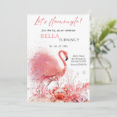 Let’s Flamingle! Pink Flamingo Girl Birthday Party 招待状 (スタンド正面)