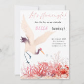 Let’s Flamingle! Pink Flamingo Girl Birthday Party 招待状 (正面)