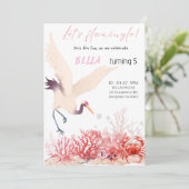 Let’s Flamingle! Pink Flamingo Girl Birthday Party 招待状 (スタンド正面)