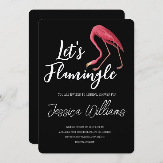 Let’s Flamingle! Tropical Bridal Shower Bash 招待状 (正面/裏面)