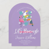 Let’s Flamingle! Tropical Bridal Shower Bash 招待状 (正面/裏面)