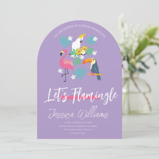 Let’s Flamingle! Tropical Bridal Shower Bash 招待状 (スタンド正面)