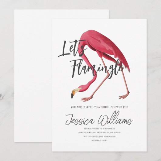 Let’s Flamingle! Tropical Bridal Shower Bash 招待状 (正面/裏面)
